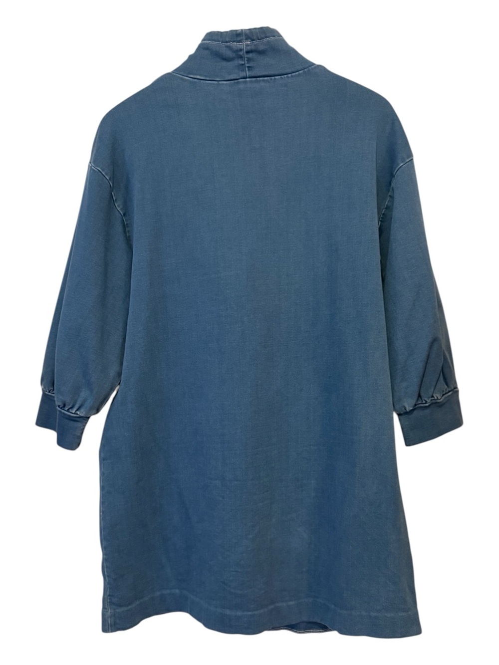 Madewell Denim Sweatshirt Tunic Dress Chambray Drawstring Mock Neck XL - Picture 2 of 10